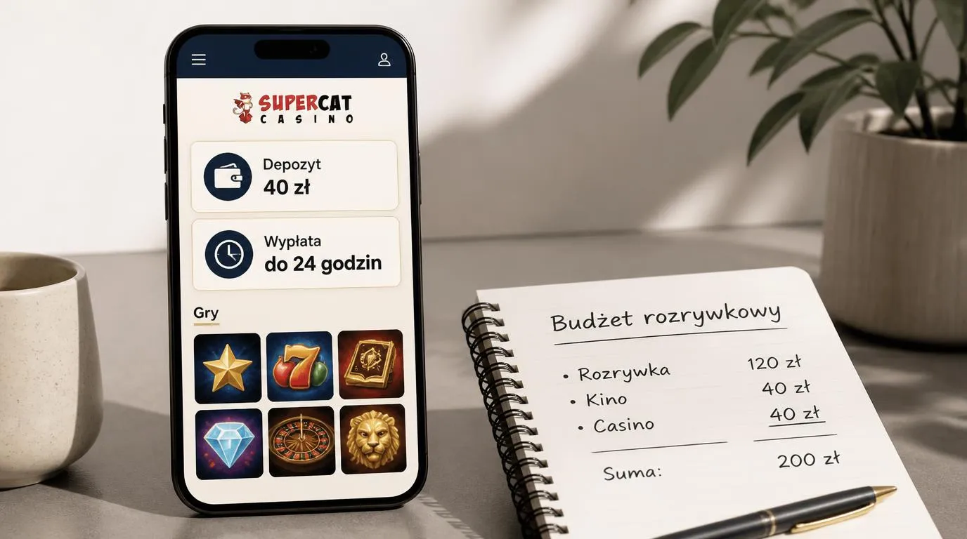 Panel kasyna na telefonie z depozytem 40 zł, terminem wypłaty do 24 godzin i biblioteką gier